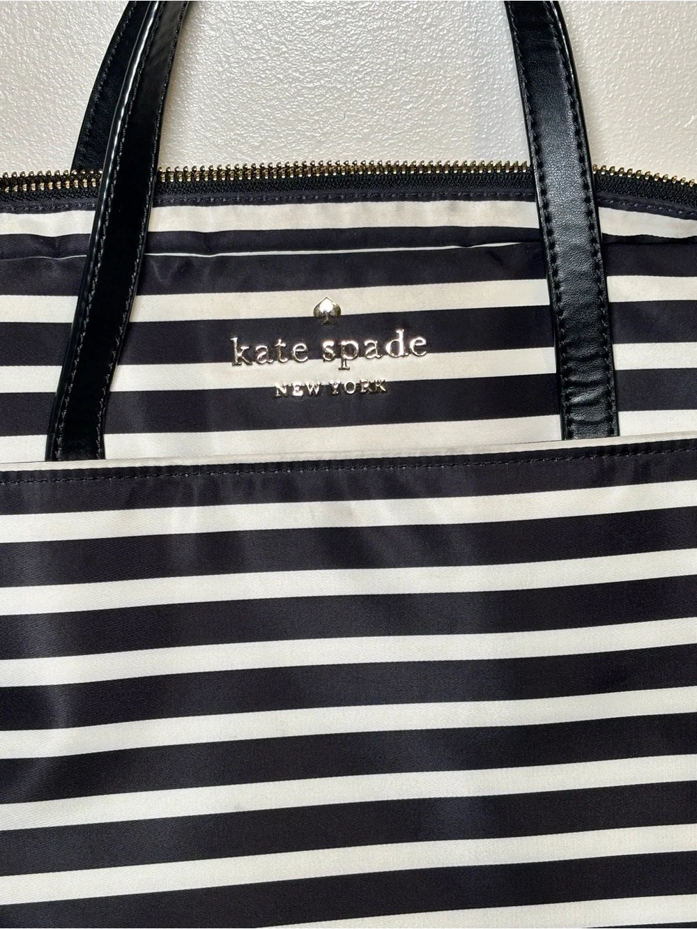 kate spade Black & White Striped womans Briefcase/laptop carrier